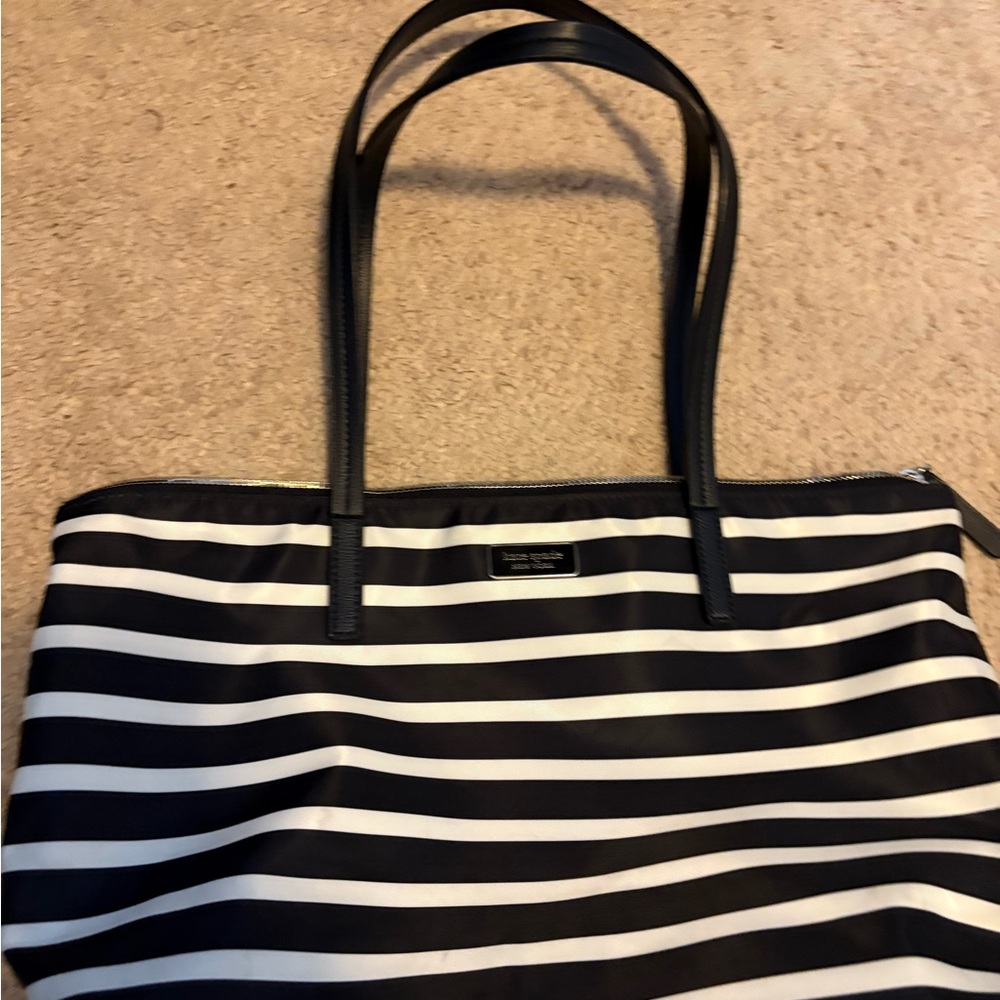 Kate Spade Black and White Striped Tote